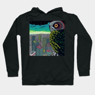 Owl watches over the night city - Awesome Owl #5 Hoodie